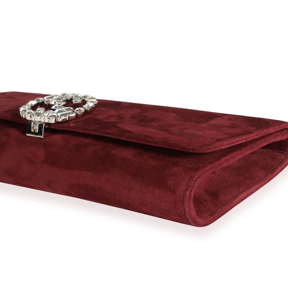 Gucci Burgundy Suede & Crystal Broadway Clutch - Picture 6 of 7